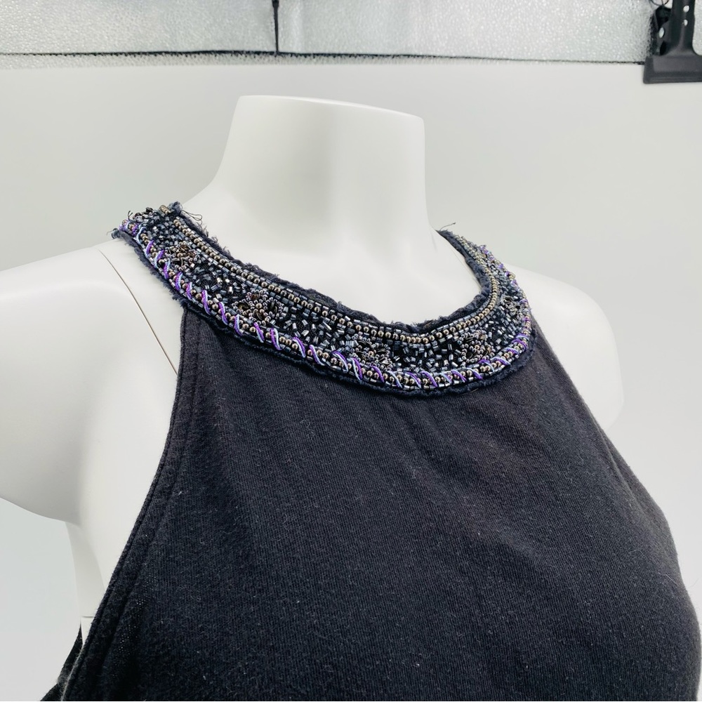 Free People Ombré Necklace Beaded Neckline Halter Tank Top M - Picture 8 of 9